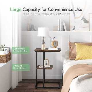 Streamline C-Shaped End Table with Wheels